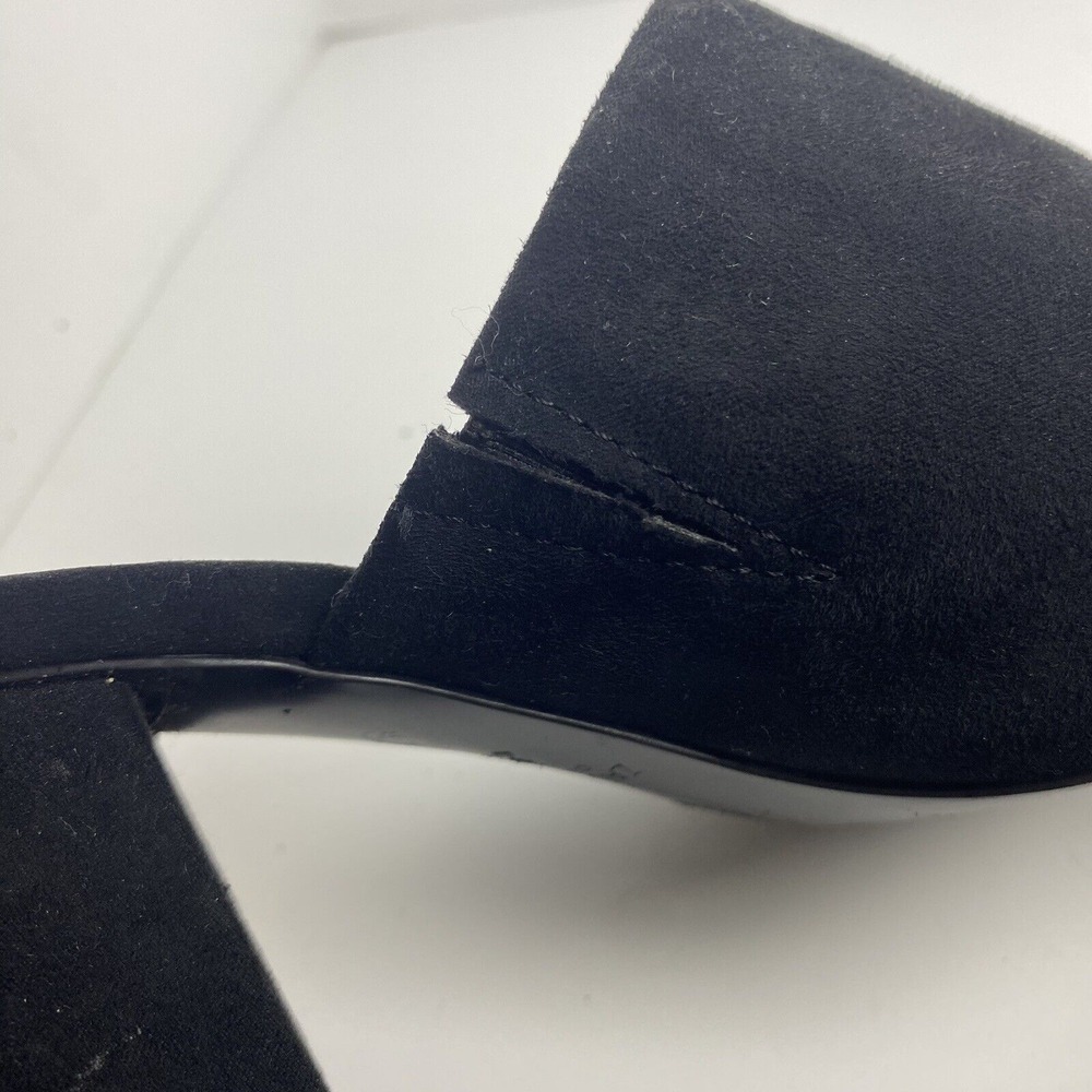 Zara Women's Size 38‎ Chunky Heel Mules Peep Toe Black Suede Y2K Minimalistic - Picture 6 of 10